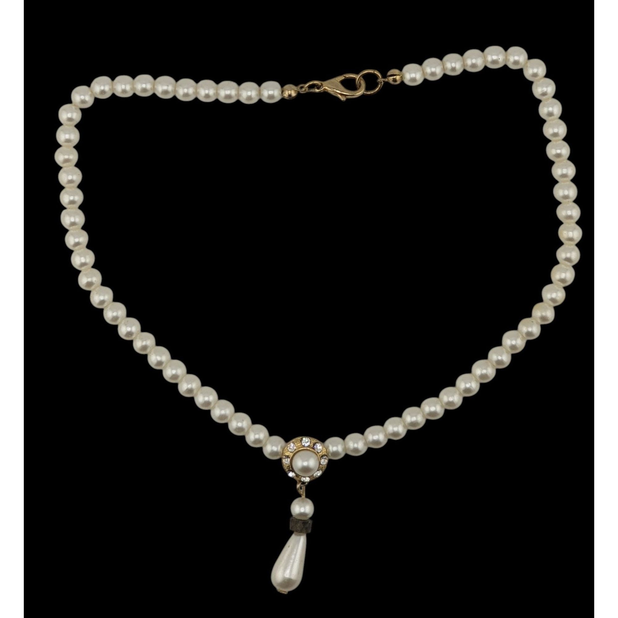 Other Vintage Bridal Faux Pearl Necklace With Rhinestone Accents Size ONE SIZE - 3 Thumbnail