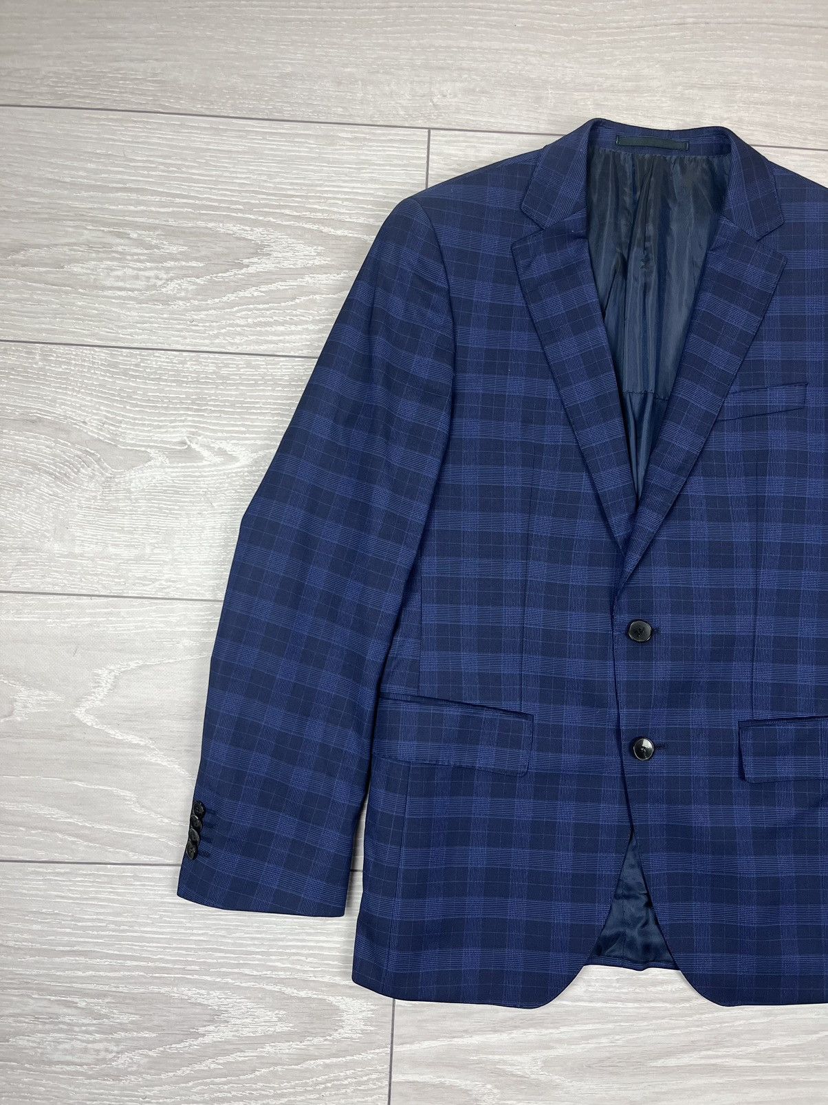 Hugo Boss Hugo Boss Wool/Silk Plaid Blue Two Buttons Suit Blazer Pants Size 36R - 5 Thumbnail