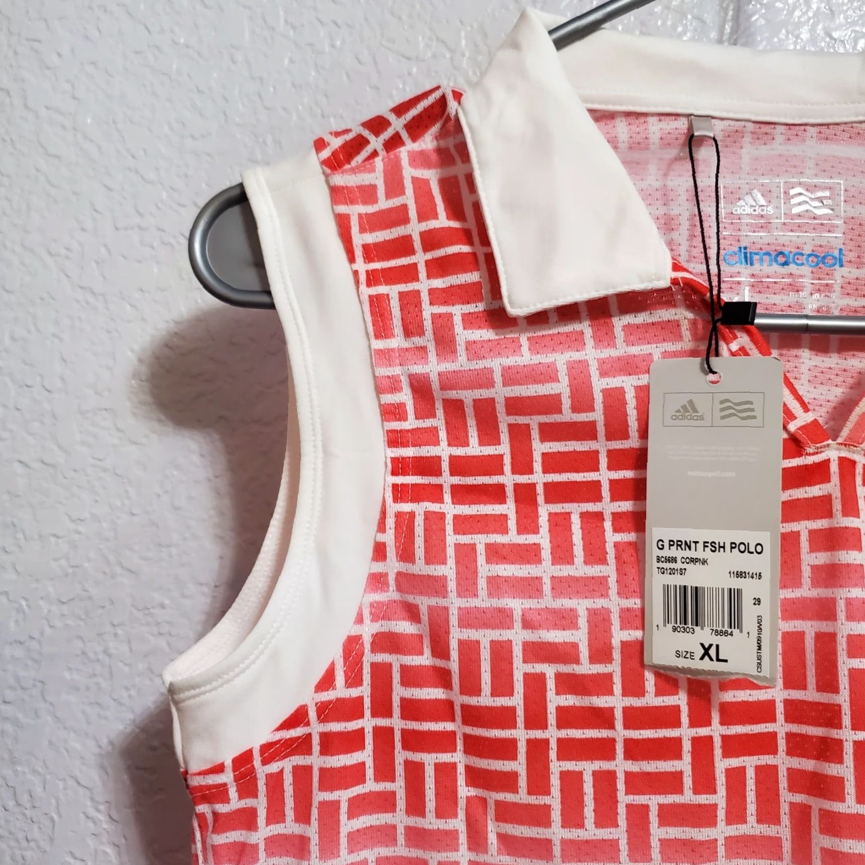 Adidas Adidas Climacool Polo Shirt Women XL Orange White Geometric Print Sleeveless Golf Top Size XL / US 12-14 / IT 48-50 - 4 Thumbnail