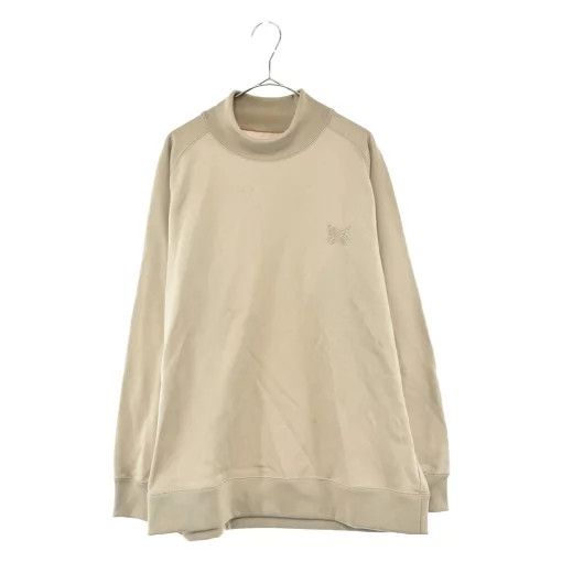 Sweatshirts Mock Neck Jersey Embroidery Plain Beige