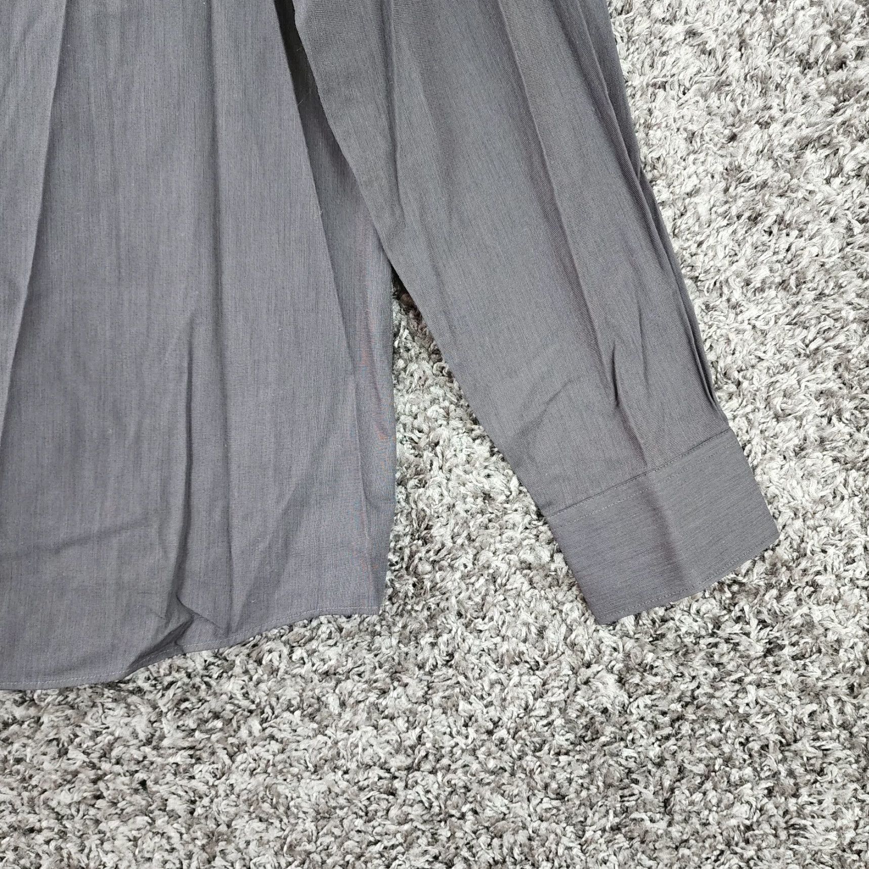 Perry Ellis PERRY ELLIS Slim Fit Long Sleeve Button-Up Dress Shirt Gray XL Mens Size 46R - 2 Thumbnail