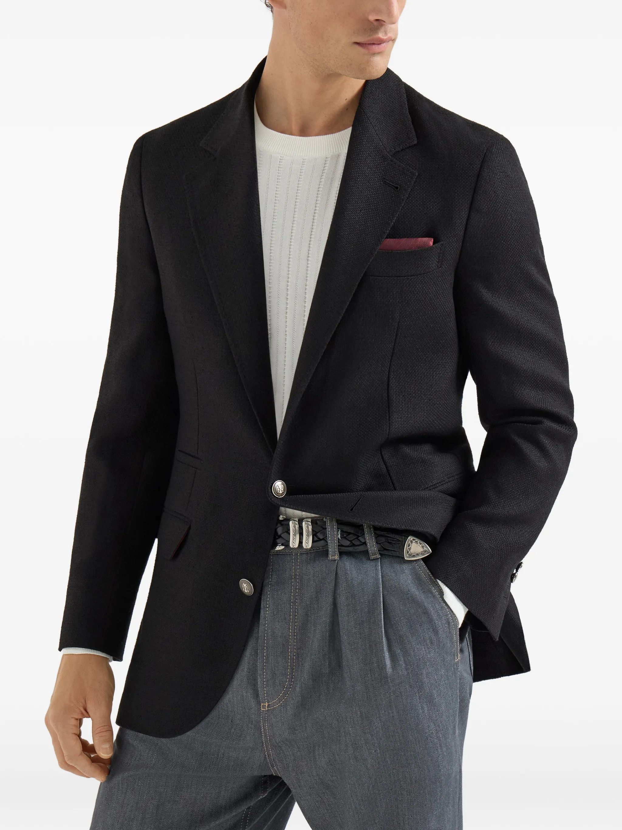 Brunello Cucinelli o1y0526 Single-breasted Blazer in Black Size US S / EU 44-46 / 1 - 4 Thumbnail