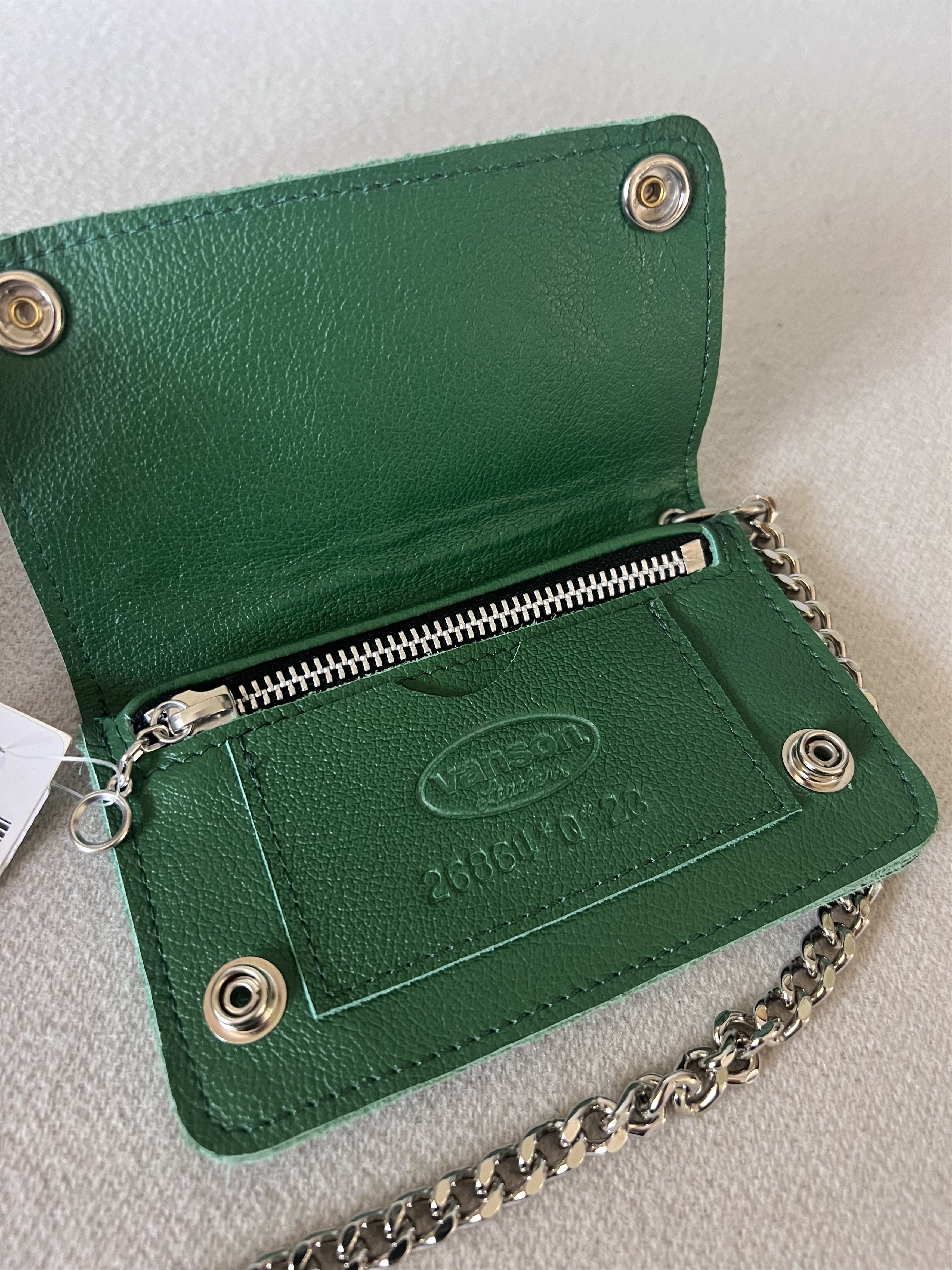Awake NY Awake NY Vanson Leathers Skeleton Wallet in Green Size ONE SIZE - 4 Thumbnail