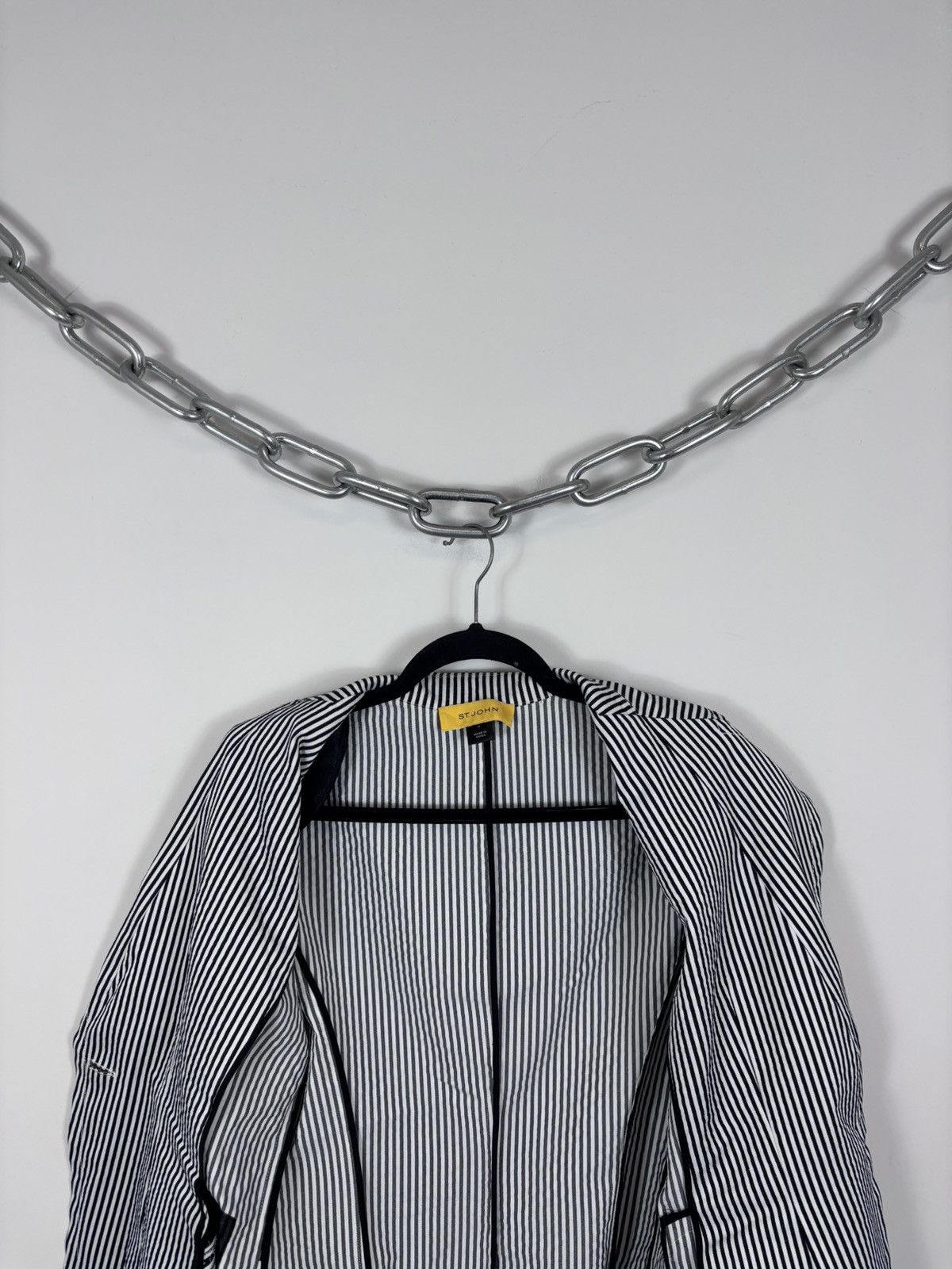 St. John St. John Women’s White/Black Striped Blazer Jacket Size S / US 4 / IT 40 - 12 Thumbnail