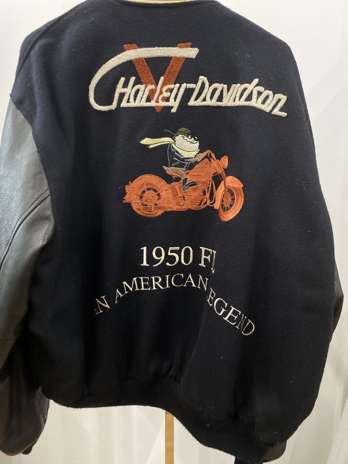 Warner Bros Vintage Warner Bros X Harley Wool/Leather Jacket Size US XL / EU 56 / 4 - 1 Thumbnail