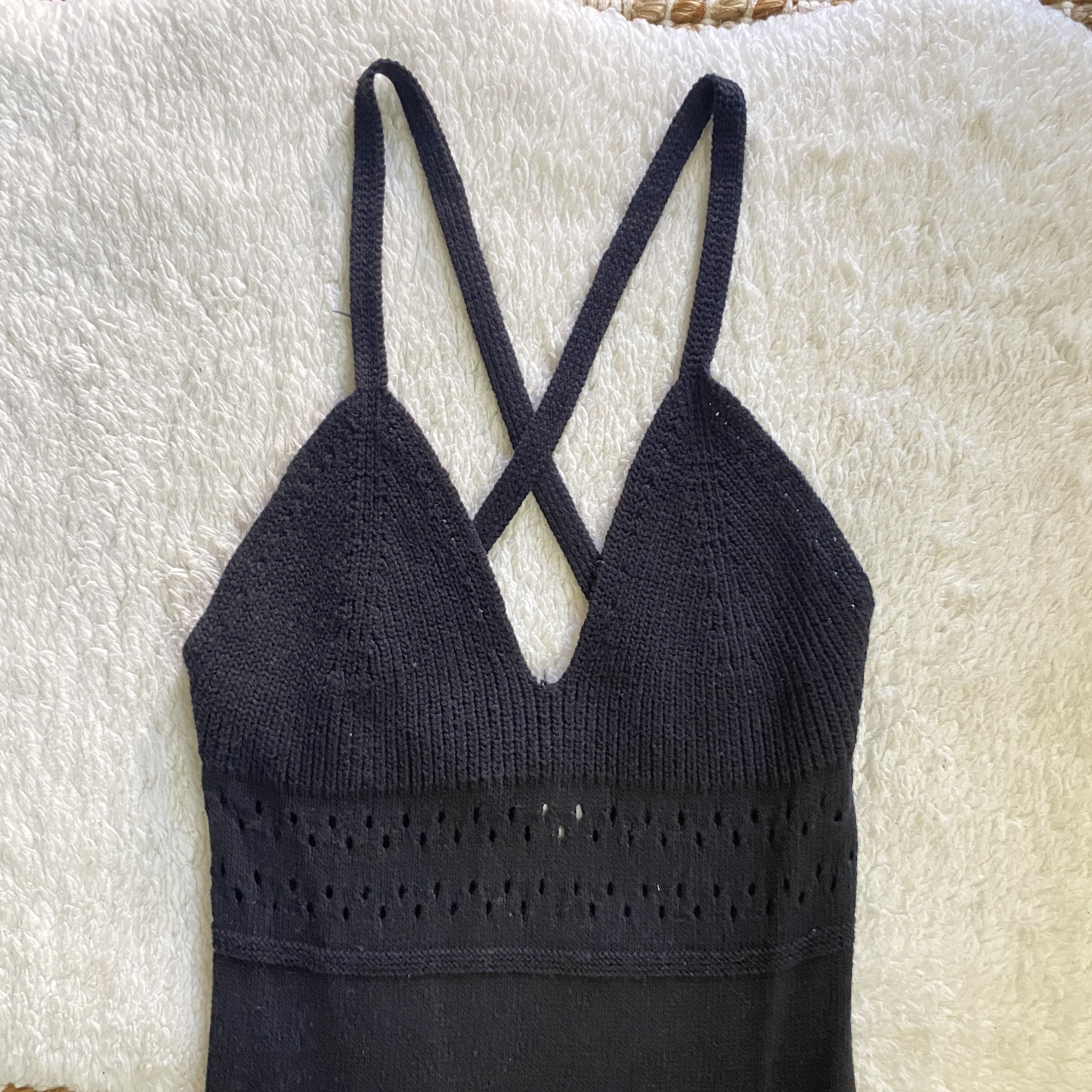 H&M H&M Divided Black Knitted Cotton Strappy Dress – Size Small Size S / US 4 / IT 40 - 7 Thumbnail
