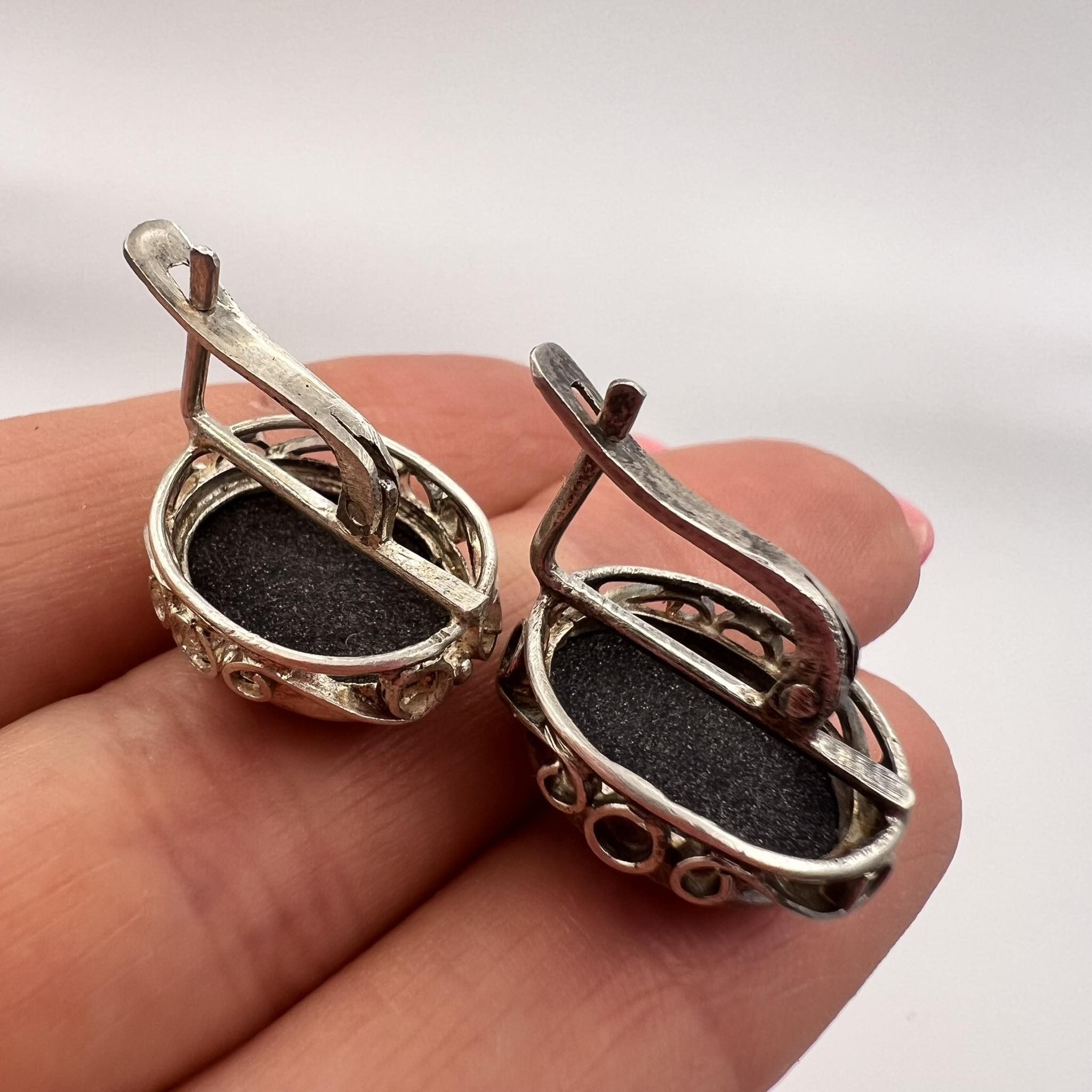 Sterling Silver × Vintage Vintage Earrings Sterling Silver 925 Aventurine Stone Marked Size ONE SIZE - 4 Thumbnail
