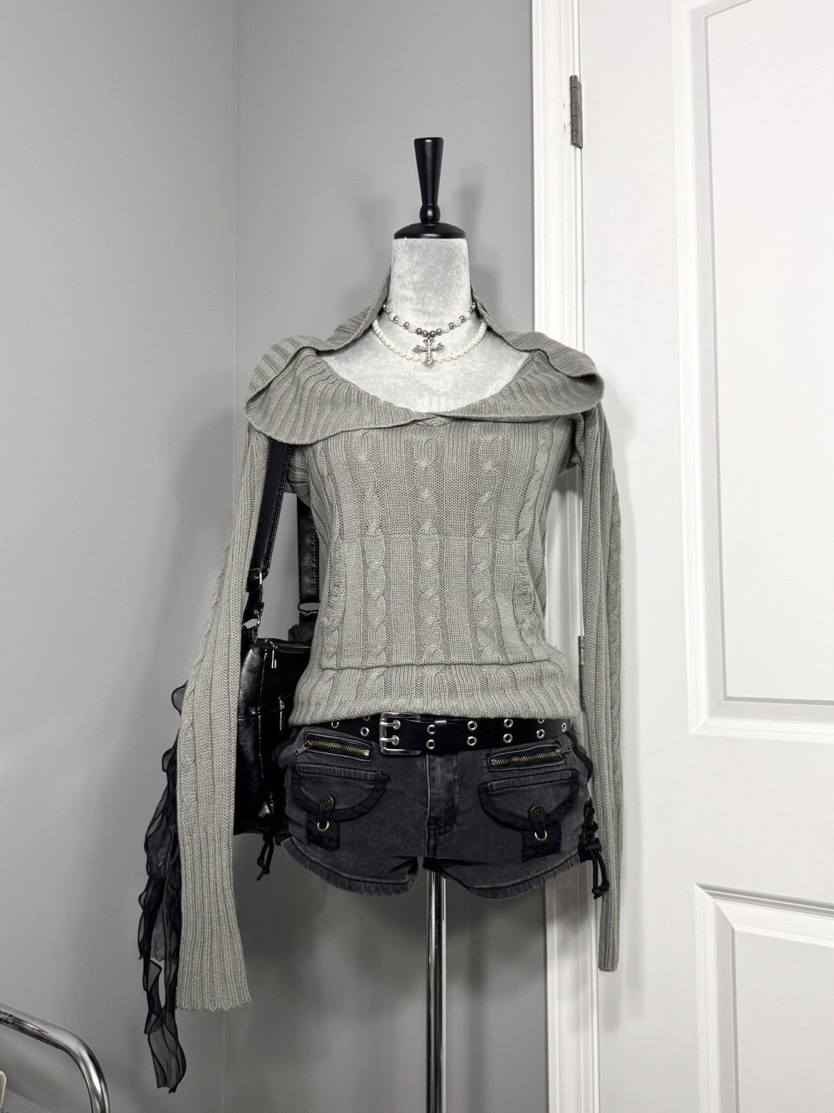 Other Vintage American Attitudes Grey Cable Knit Sweater Size S / US 4 / IT 40 - 6 Thumbnail