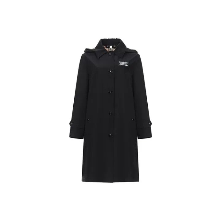 Burberry Burberry Black Logo Print Hooded Jacket 0079 Size S / US 4 / IT 40 - 1 Thumbnail