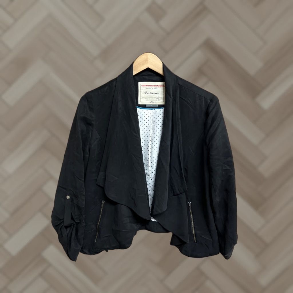 Anthropologie Cartonnier by Anthropologie Womens Black Cardigan Jacket M Regular Tencel Polyester Basic Jacket"} Size M / US 6-8 / IT 42-44 - 1 Thumbnail
