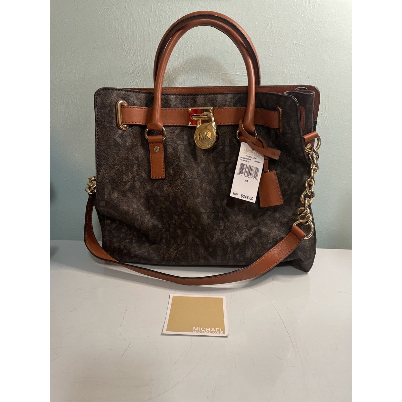 Michael Kors Michael Kors Hamilton Satchel Purse Signature MK Leather Size ONE SIZE - 1 Thumbnail