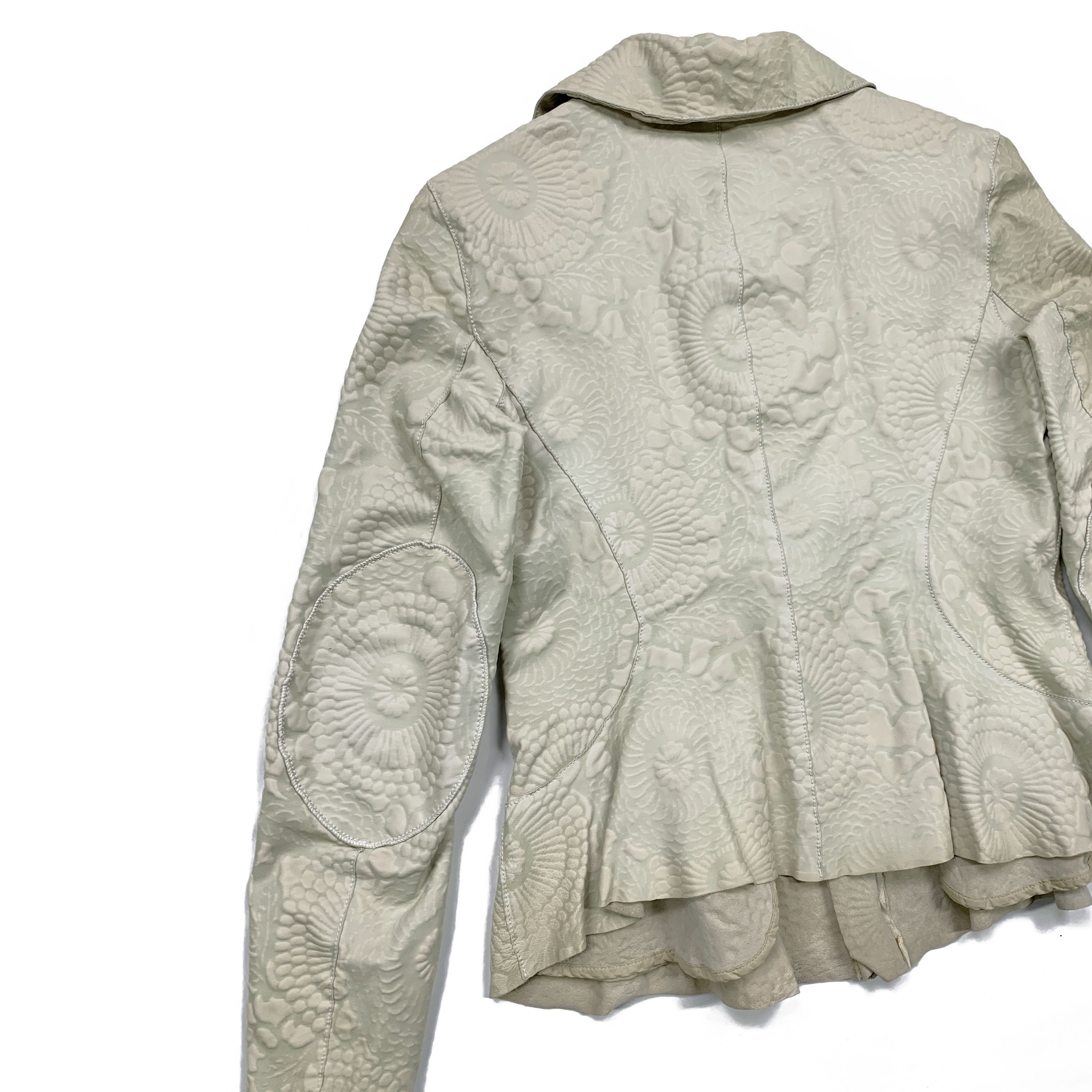 Armani × Emporio Armani 00s Floral Textured Leather Jacket Size M / US 6-8 / IT 42-44 - 9 Thumbnail