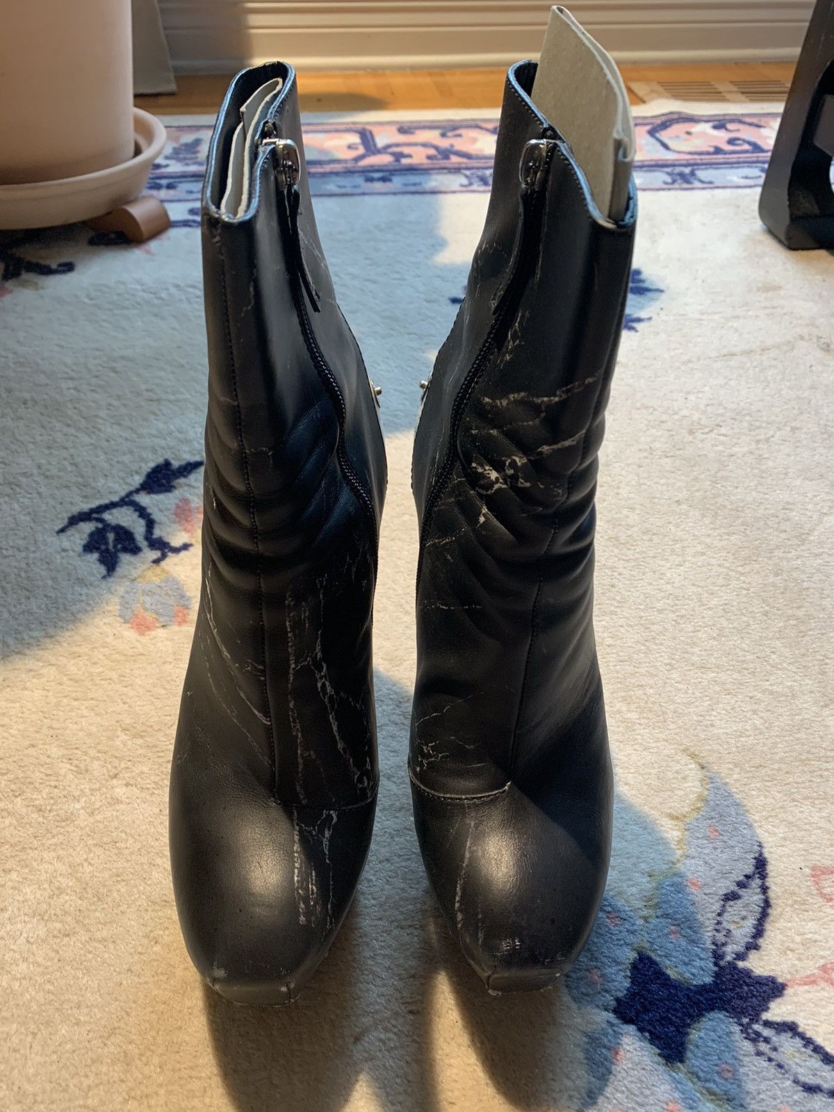 Kenzo 2.2K Kenzo (40/10us) marble print leather booties platforms Size US 10 / IT 40 - 3 Thumbnail