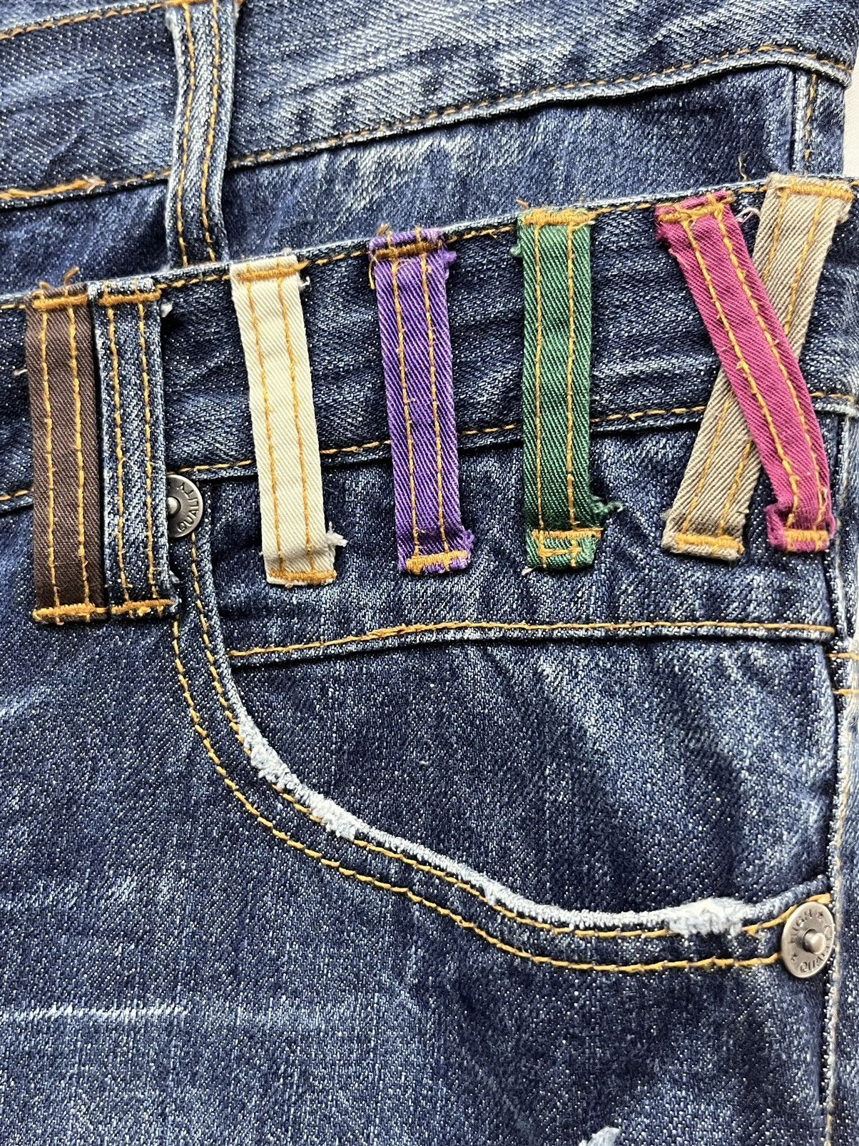 Fragment Design NYLAUS Punk Double Waist Brilliant Blue Silver Splash Denim Size US 31 - 15 Thumbnail