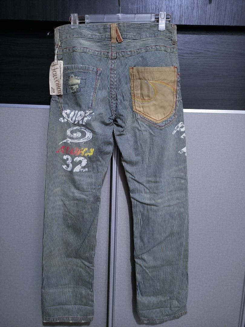 Japanese Brand Y2K Piko Aloha Surf Hickory Jeans (W32 NOS) Size US 32 / EU 48 - 3 Thumbnail