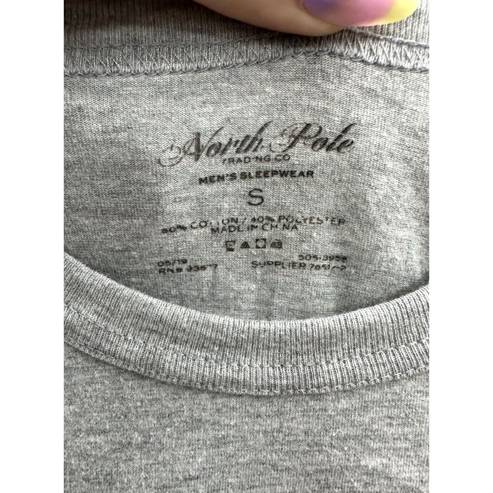 Vintage North Pole Mens Sleep Shirt Small Round Neck Long Sleeve Blue Cotton Polyester Holiday Sleepwear Sleepshirt Mens Christmas Theme Size US S / EU 44-46 / 1 - 4 Thumbnail