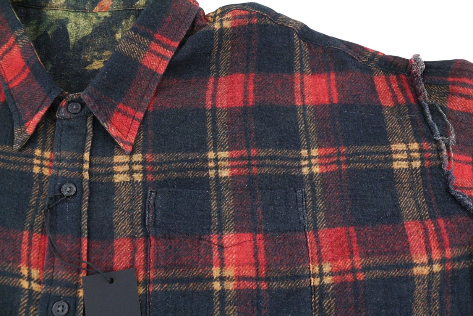 R13 REVERSIBLE DROP NECK S Red Plaid With Leaf Camo 86561 Size S / US 4 / IT 40 - 14 Thumbnail