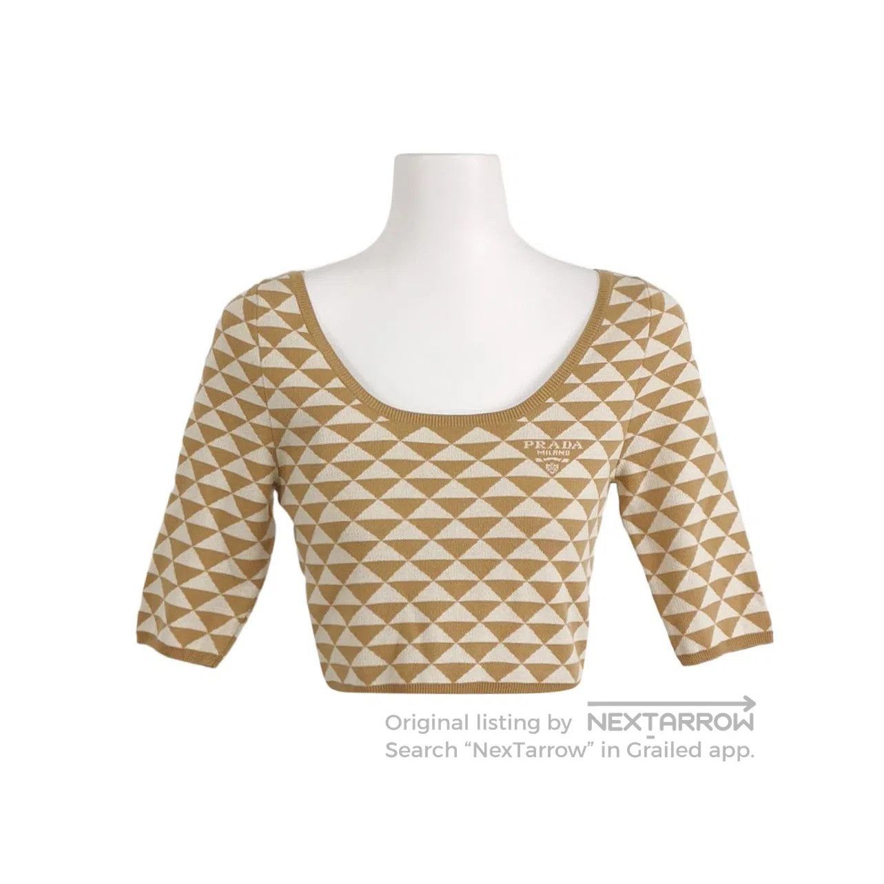 Prada Prada Color Block Knit Top in Beige . Size XS / US 0-2 / IT 36-38 - 1 Thumbnail