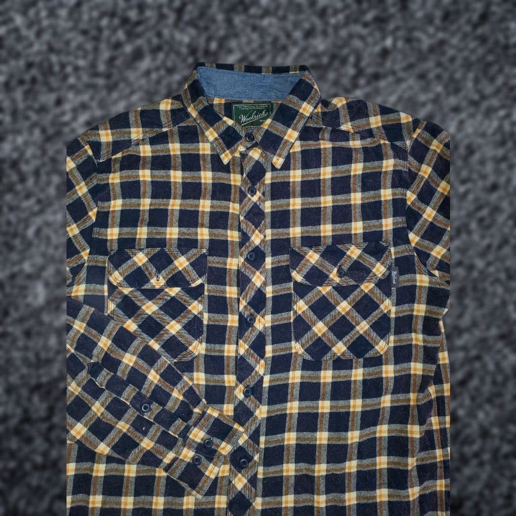 Vintage VINTAGE Woolrich Plaid FLANNEL Shirt Yellow/Navy Blue Check Long Sleeve Mens M Size US M / EU 48-50 / 2 - 1 Thumbnail