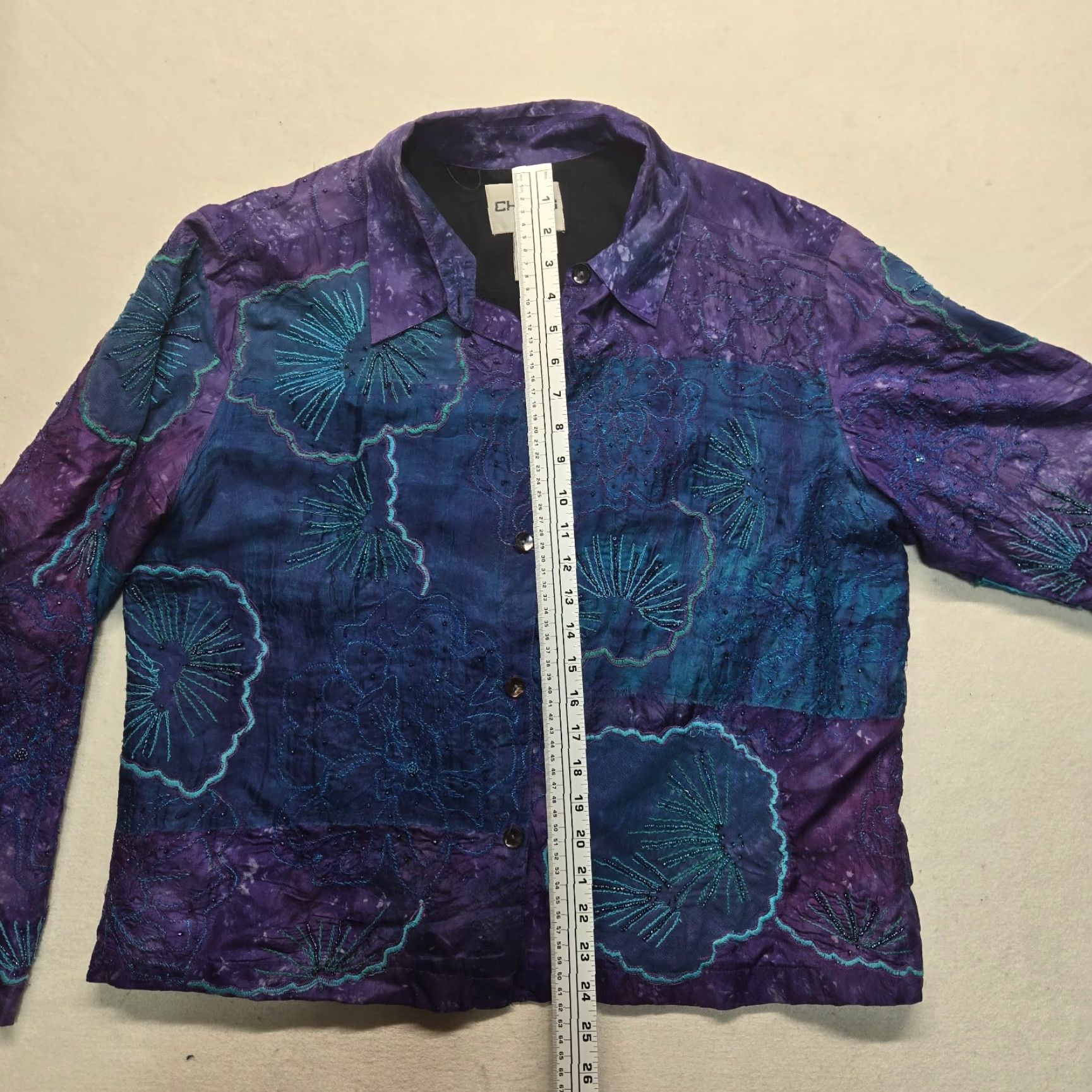 Vintage Chico's Shirt Women 3X Blue Button-Up Long Sleeve V-Neck Plus Size Size XXL / US 16-18 / IT 52-54 - 6 Thumbnail