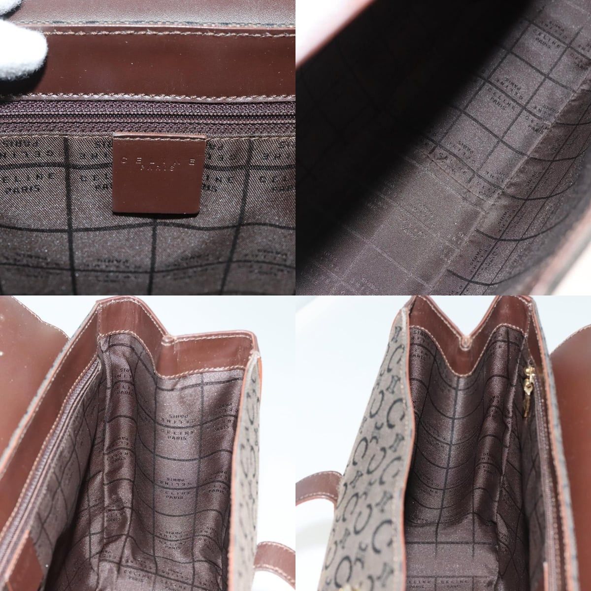 Celine CELINE C Macadam Canvas Hand Bag Brown Gold Size ONE SIZE - 11 Thumbnail