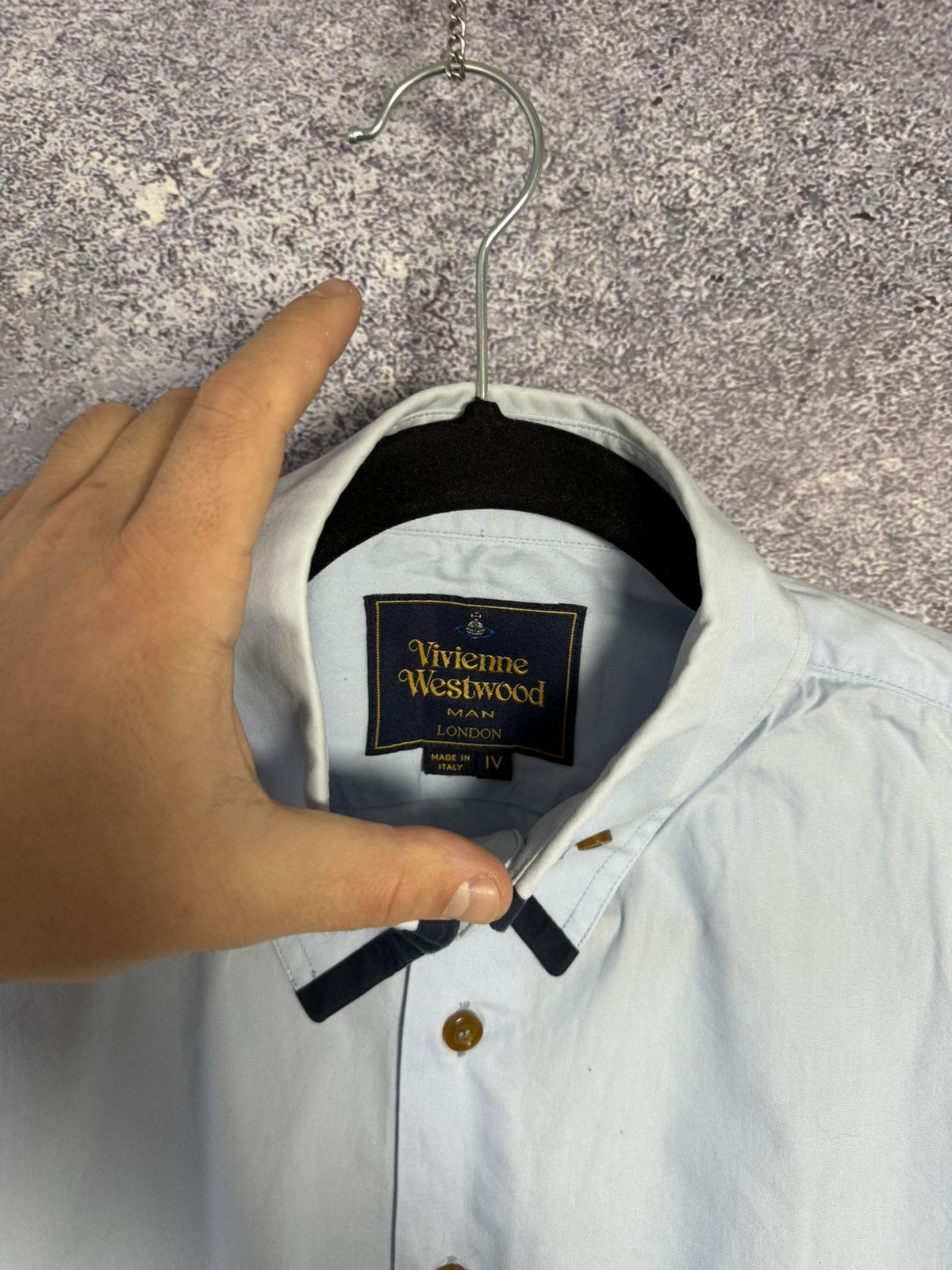 Vintage × Vivienne Westwood Blue Vivienne Westwood 3 Button Krall Shirt Orb Embroidery Size US XL / EU 56 / 4 - 12 Thumbnail