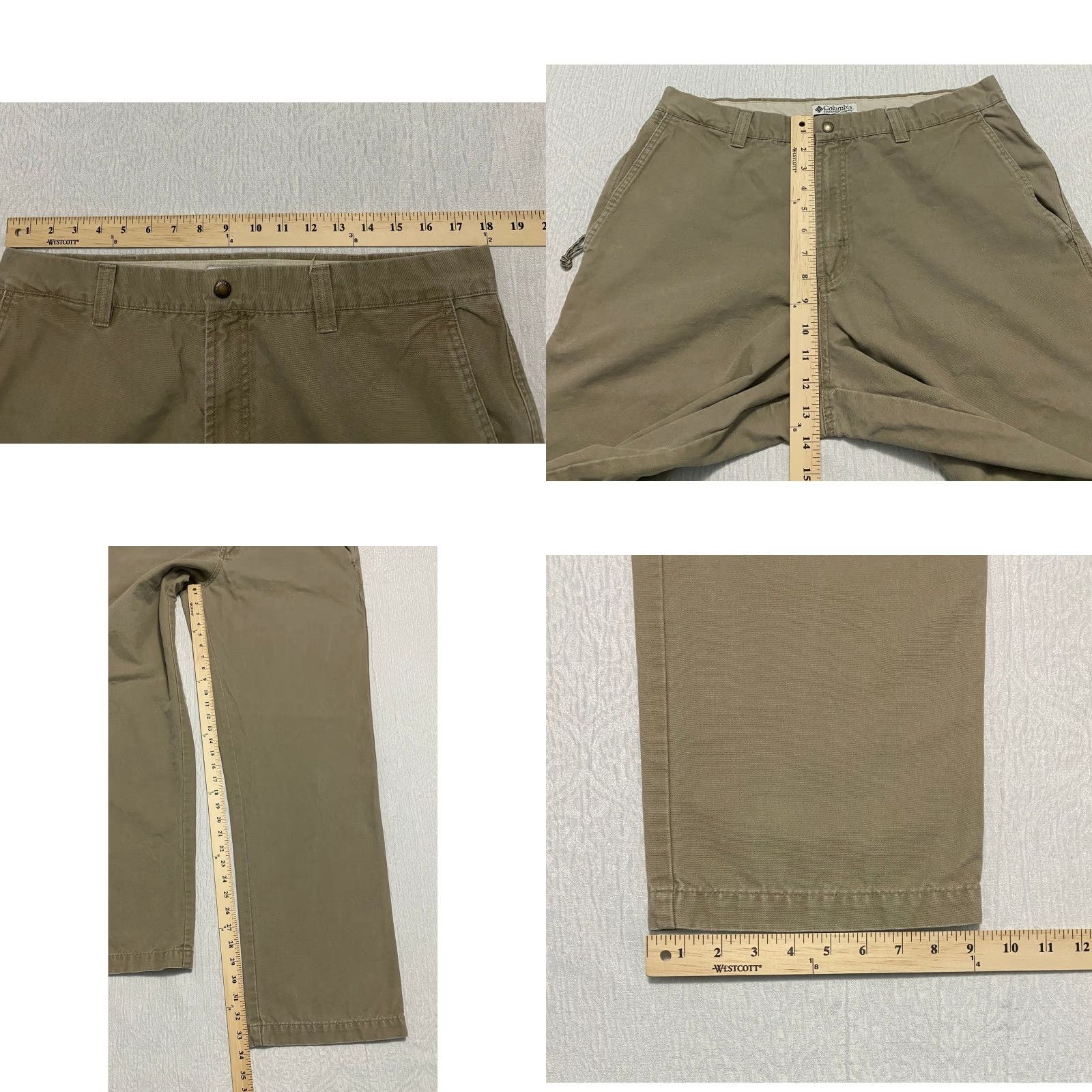 Vintage Columbia Cargo Pants Mens 36 Beige Cotton Canvas Work Utility Straight Front Zip Button Pockets Logo Size US 36 / EU 52 - 8 Thumbnail