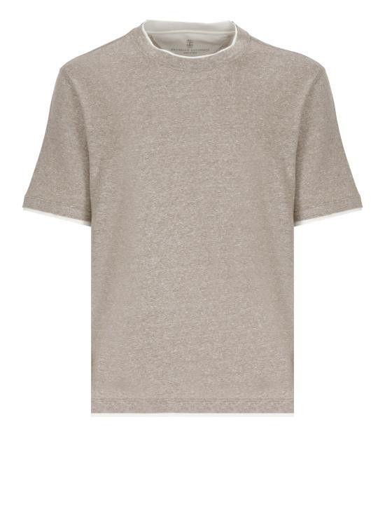 Brunello Cucinelli BRUNELLO CUCINELLI Men T-Shirts MW8357427 CLT47 Beige Size US XL / EU 56 / 4 - 1 Thumbnail