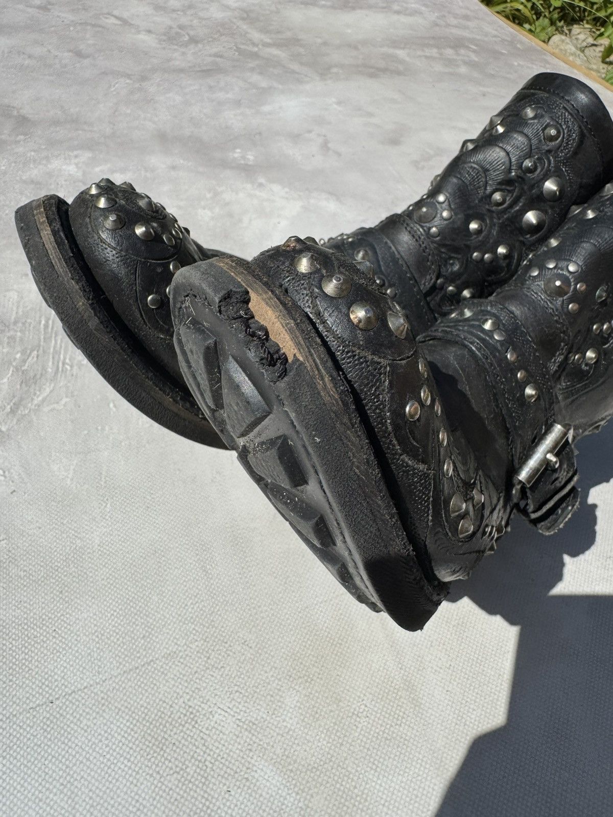 ASH Vintage Ash Studded Black Leather Biker Boot Size US 7 / IT 37 - 7 Thumbnail