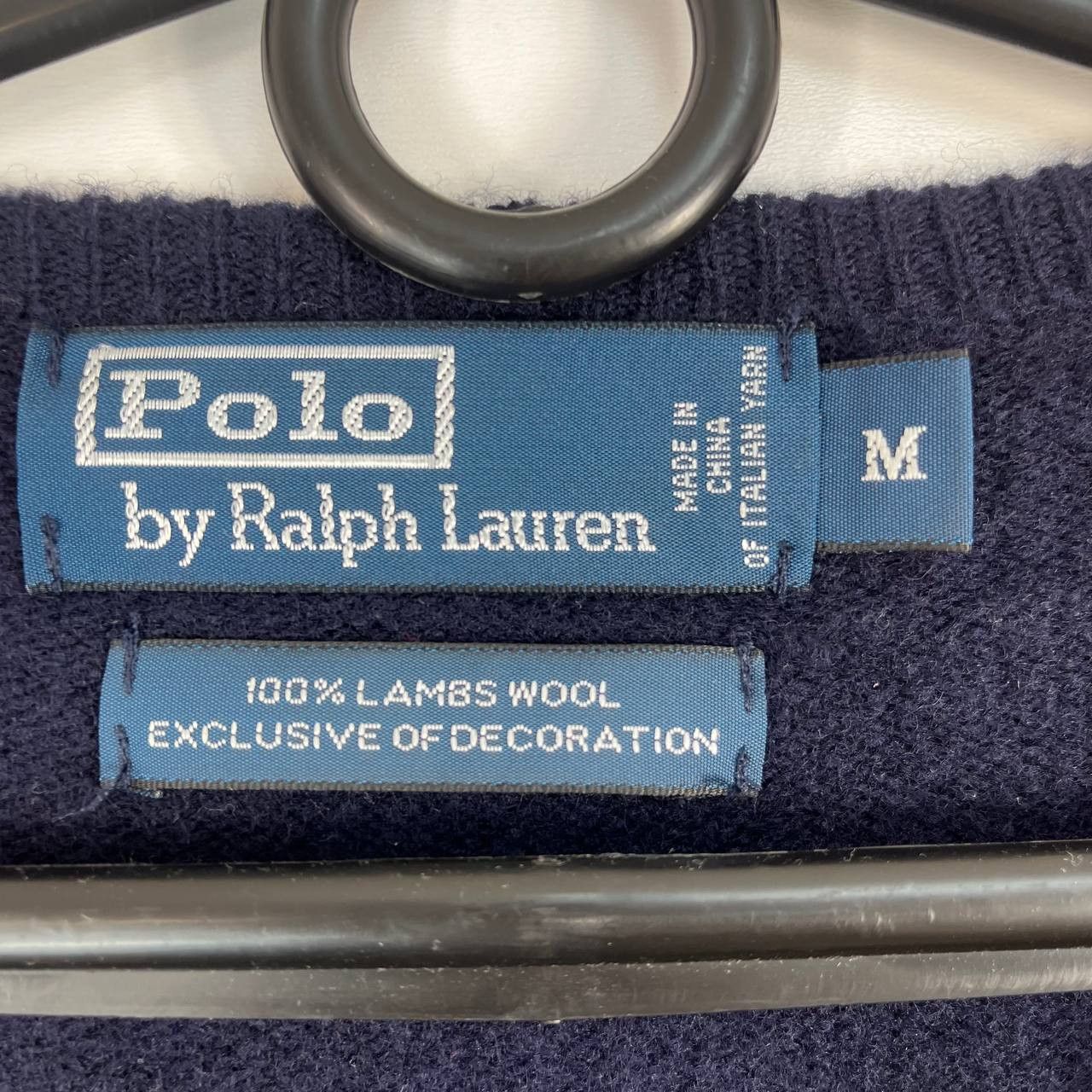 Polo Ralph Lauren Polo Ralph Lauren Lambswool Sweater V Neck Navy Red Size M Size US M / EU 48-50 / 2 - 2 Thumbnail