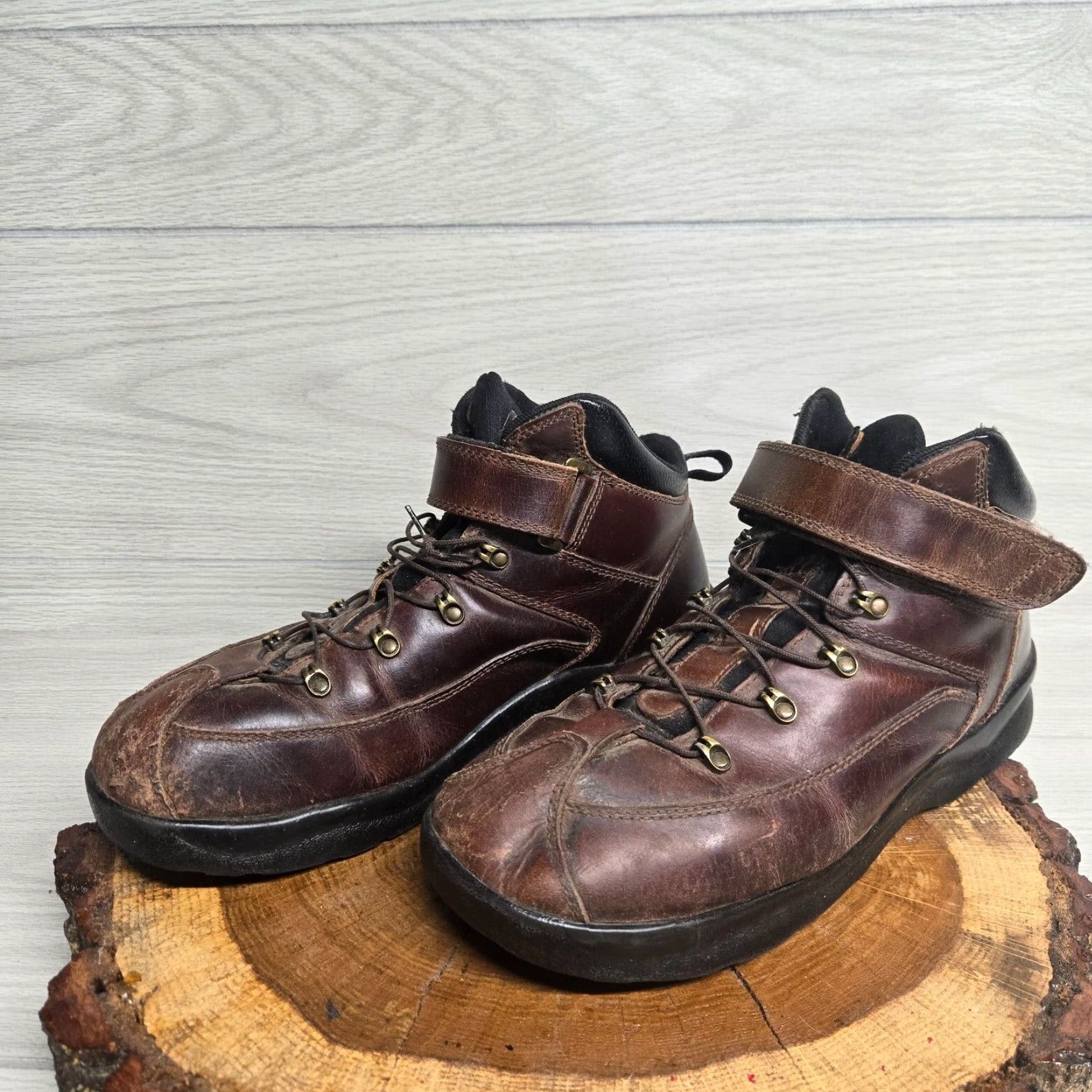 Vintage Apex Men's Hiking Boots Casual Outdoor Leather Orthopedic Brown Wide 10.5 Size US 10.5 / EU 43-44 - 2 Thumbnail