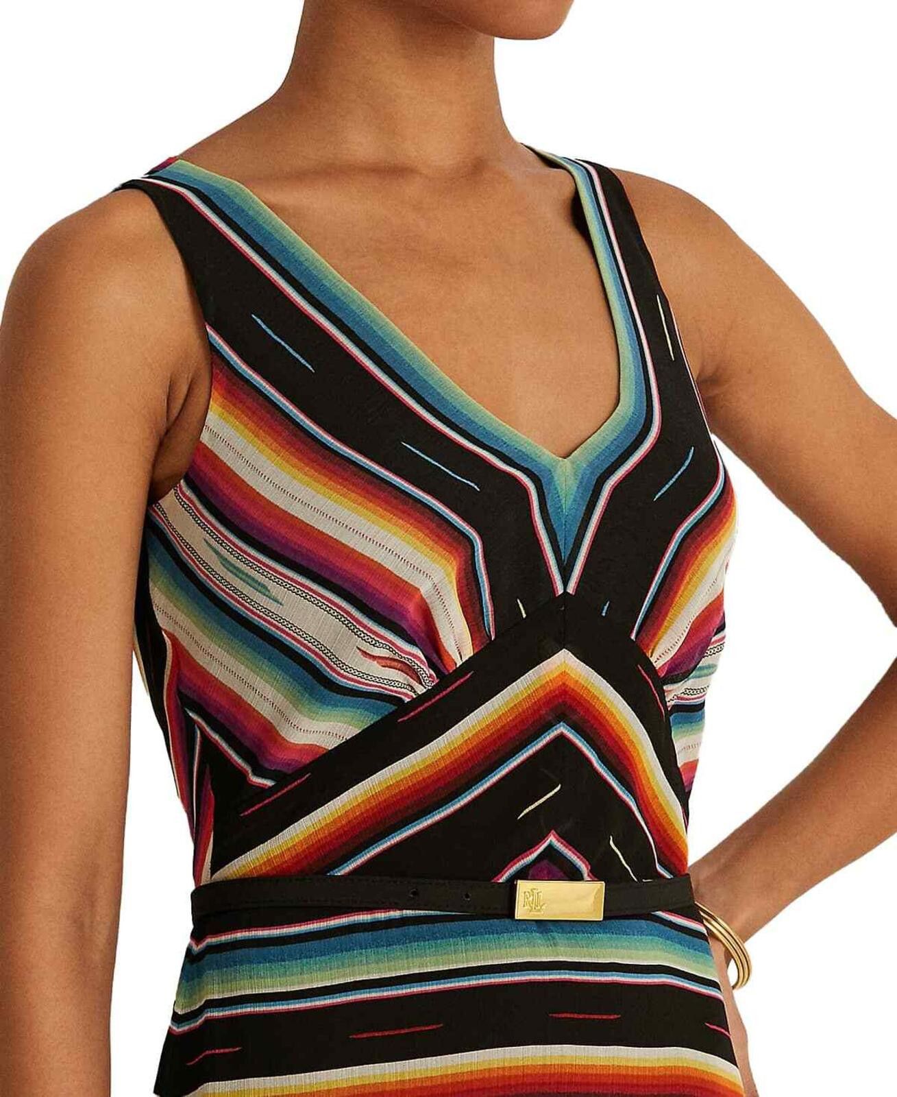 Lauren Ralph Lauren Lauren Ralph Lauren Striped Crinkle Georgette Dress 4 Size S / US 4 / IT 40 - 3 Thumbnail