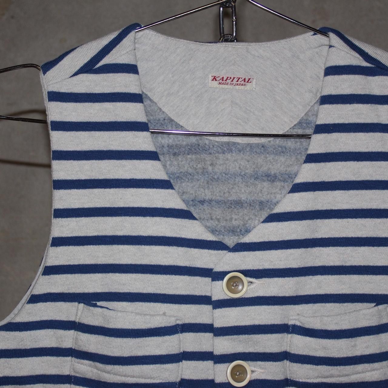 Kapital KAPITAL 2000s White Blue Striped Vest Size US XS / EU 42 / 0 - 3 Thumbnail
