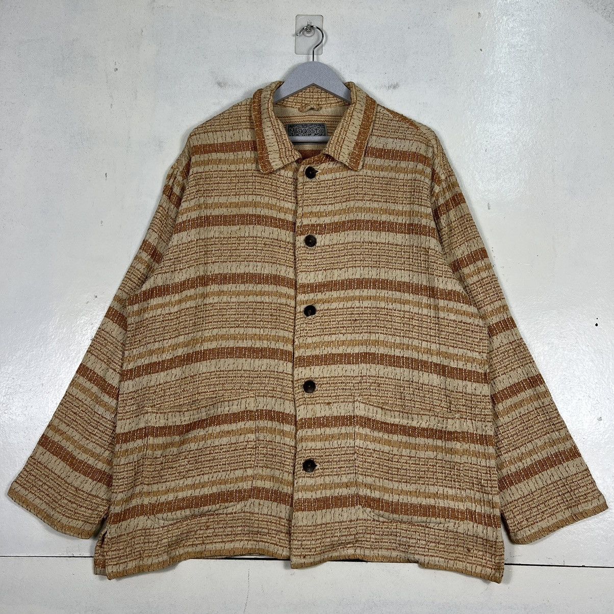 Japanese Brand 🔥 80s VINTAGE MILAGOSTA INDIA INDIGO STRIPE JACKET Size US L / EU 52-54 / 3 - 2 Thumbnail