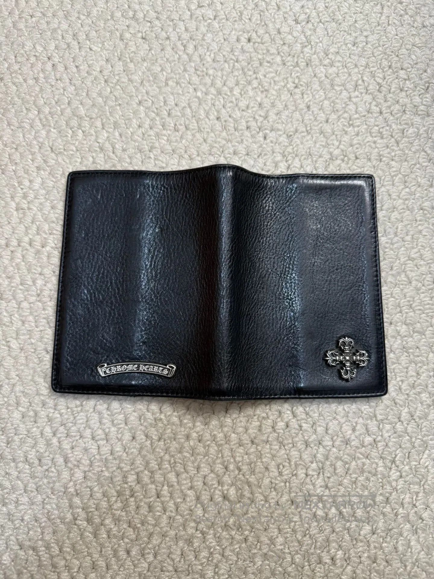 Chrome Hearts Chrome Hearts Flame Cross Silver Black Leather Passport Hol Size ONE SIZE - 3 Thumbnail