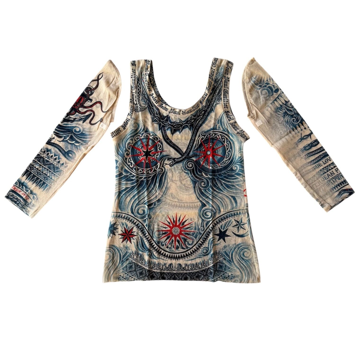 Jean Paul Gaultier Jean Paul Gaultier Soleil Tattoo Archive Mesh Tank Top Beige Size M / US 6-8 / IT 42-44 - 1 Thumbnail