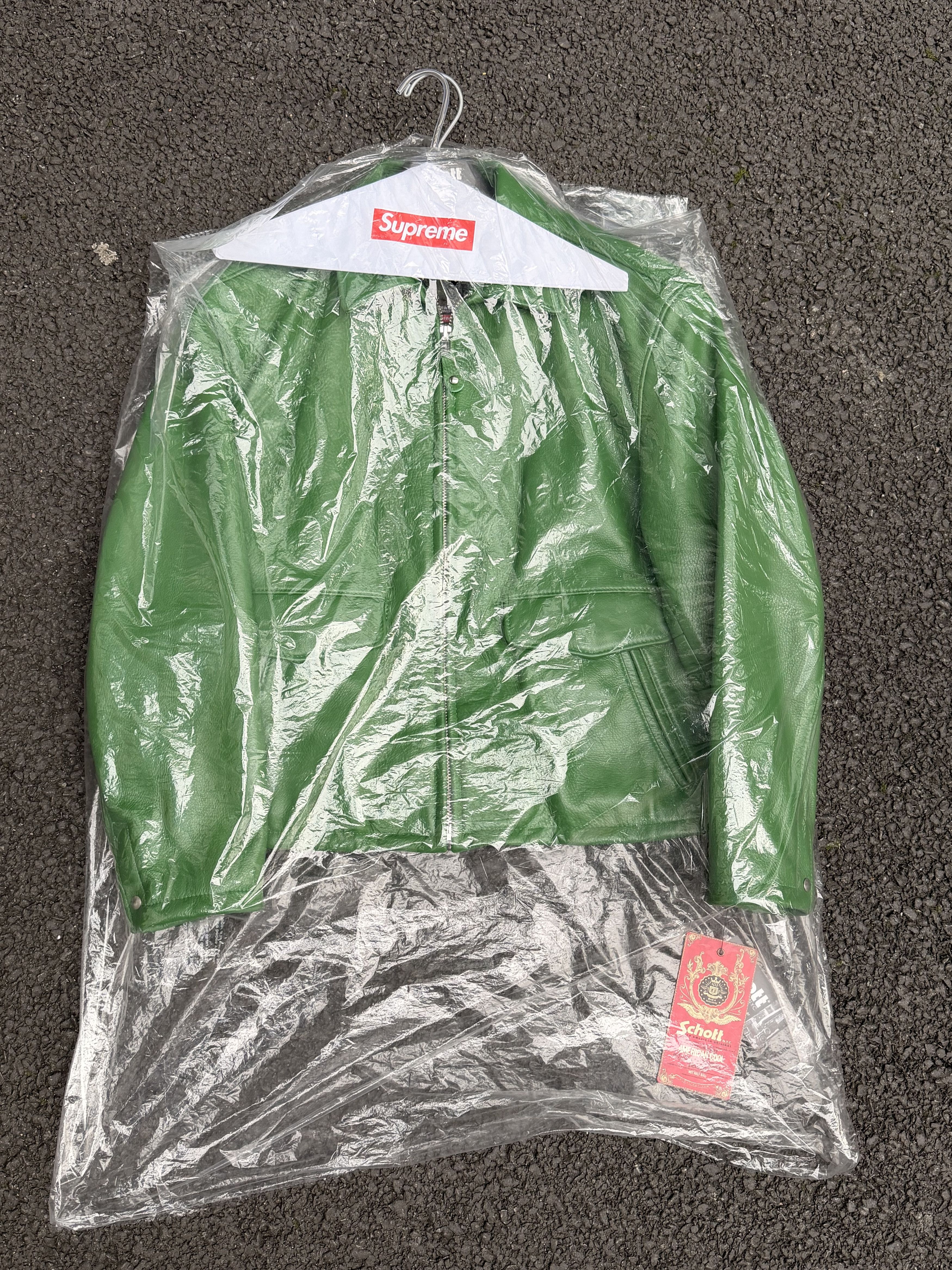 Schott × Supreme Supreme x Schott Leather Racing Jacket 'Green' (FW24) Size US M / EU 48-50 / 2 - 2 Thumbnail