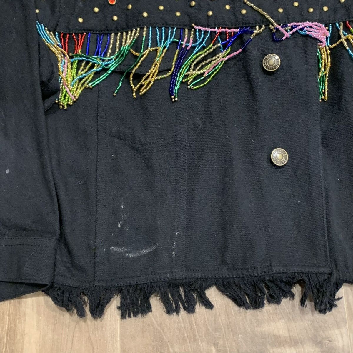 The Kooples THE KOOPLES Studded Fringed Denim Jacket Western cowgirl Size XS / US 0-2 / IT 36-38 - 2 Thumbnail