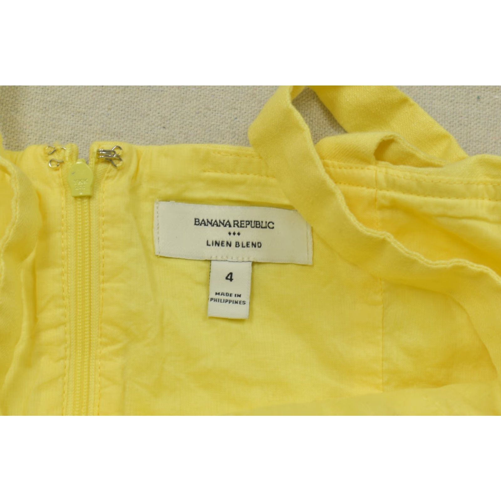 Banana Republic Banana Republic Women Dress Size 4 Yellow Linen Blend Mini Sleeveless Fit Flare Size S / US 4 / IT 40 - 6 Thumbnail