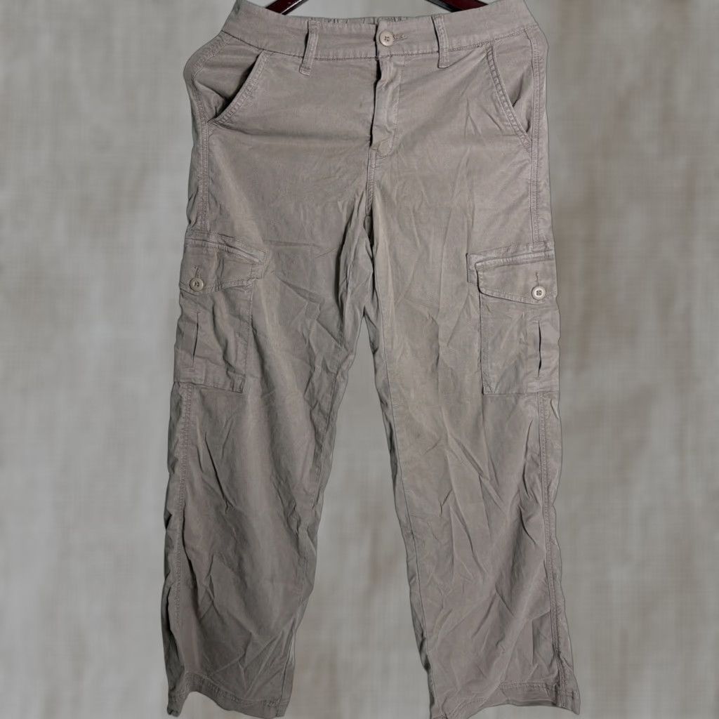American Eagle Outfitters American Eagle Pants Womens 00 Short Khaki Mid Rise Wide Leg Baggy Cargo 28x30 Size 28" / US 6 / IT 42 - 1 Thumbnail
