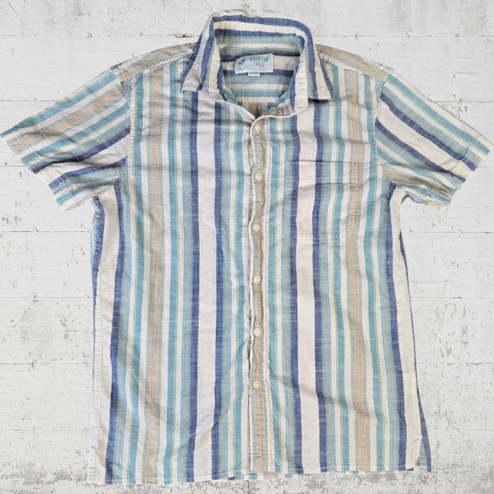 American Eagle Outfitters American Eagle Striped Retro Camp Shirt Size Small Size US S / EU 44-46 / 1 - 2 Thumbnail
