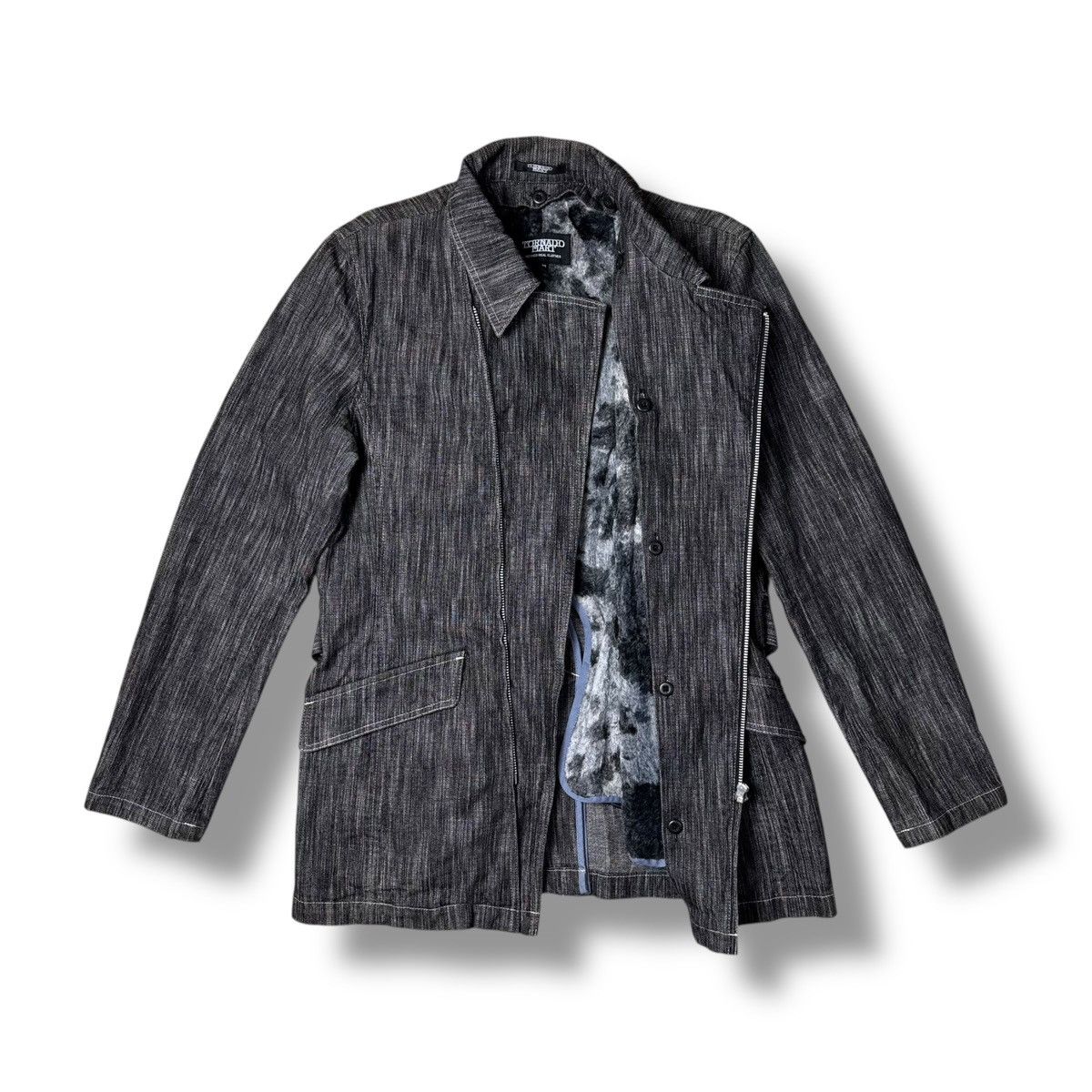 Tornado Mart Tornado Mart Japan Double Collar Zipper Belted Denim Coat Size US L / EU 52-54 / 3 - 4 Thumbnail