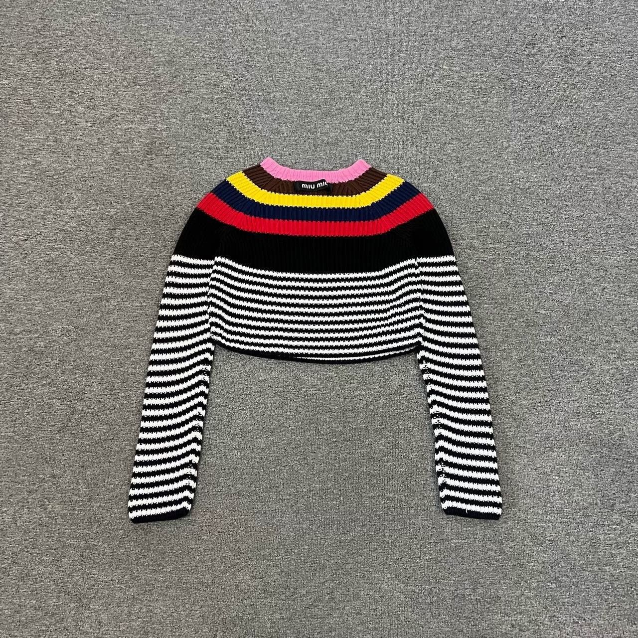Miu Miu Miu Miu Rainbow Stripe Short Knit Sweater Size M / US 6-8 / IT 42-44 - 1 Thumbnail