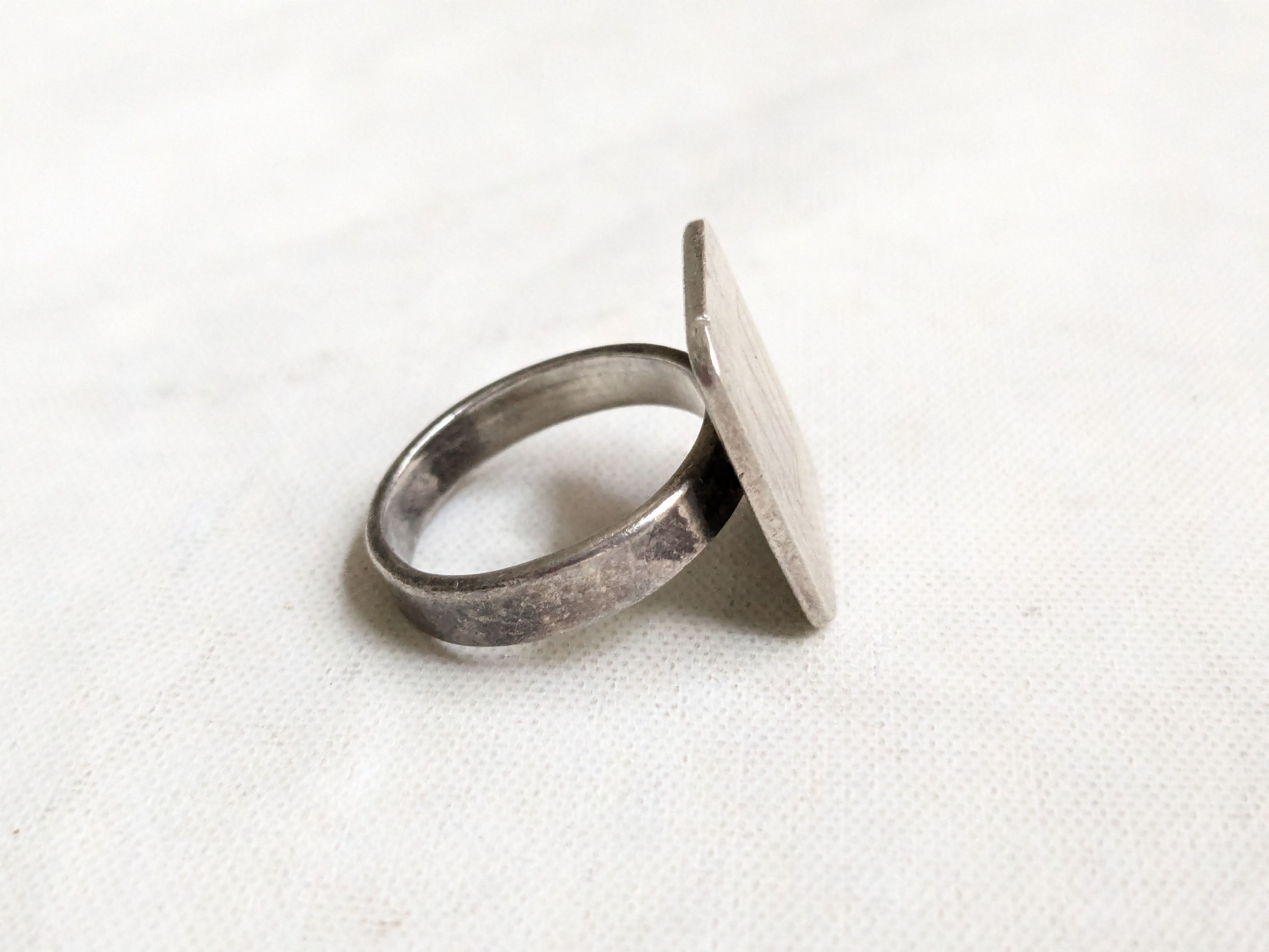 Jewelry Vintage Sterling Silver Signet Ring Rectangle Engraved 6.25 Size ONE SIZE - 5 Thumbnail