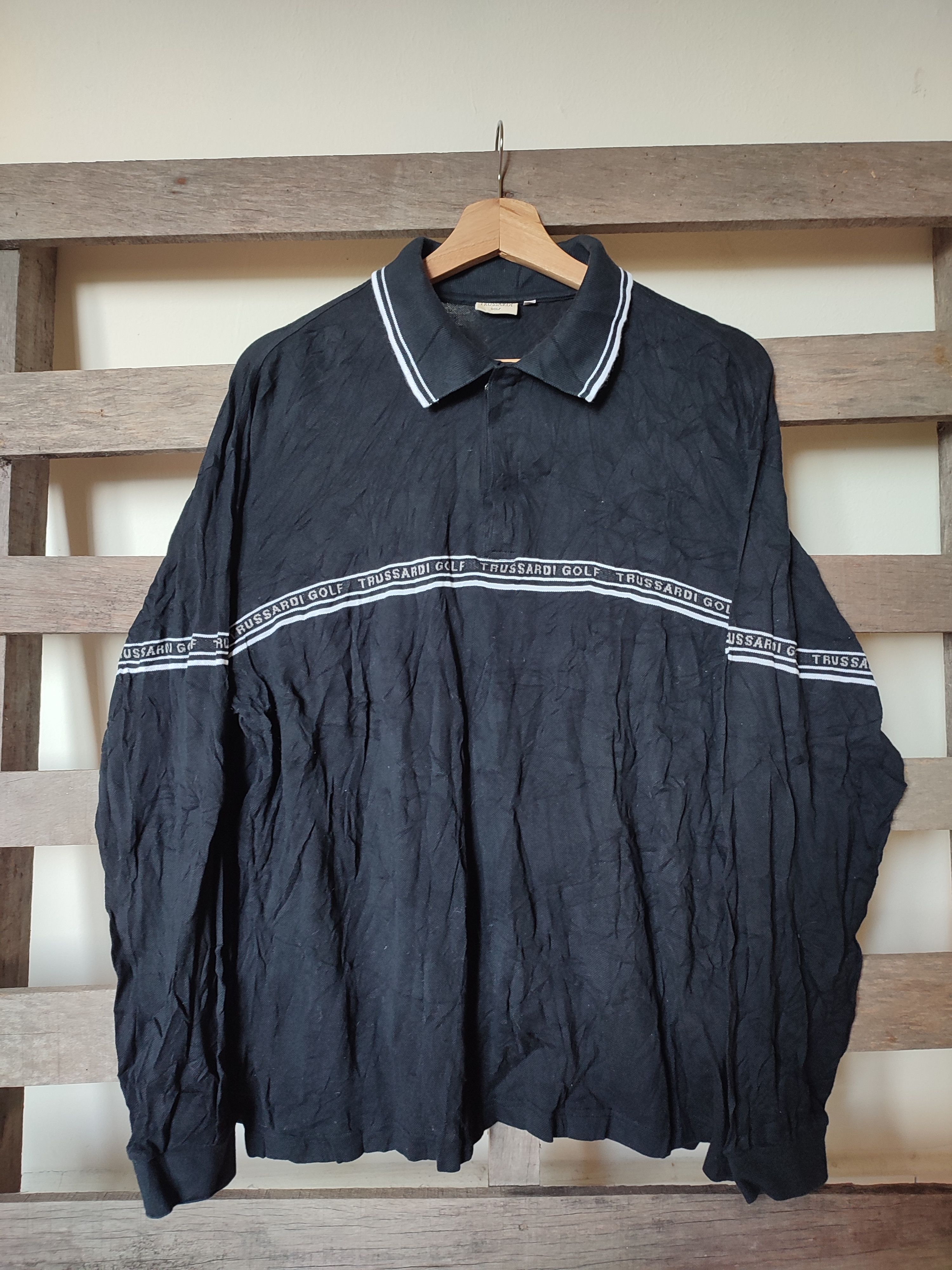 image of Luxury Trussardi Golf Spell Out Long Sleeve in Black, Men's (Size Large)