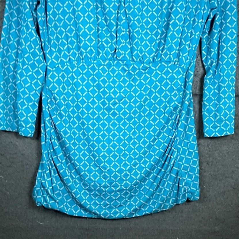 Banana Republic Banana Republic Blouse Womens Teal Pleated 3/4 Sleeve Ruched Silhouette Small Size S / US 4 / IT 40 - 3 Thumbnail