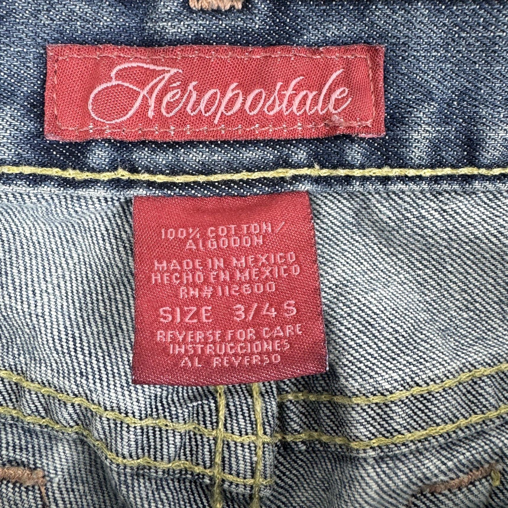 Vintage VINTAGE Aéropostale Jeans Womens Flared 3/4 Blue Grunge Y2K Retro Punk Style Denim Size 26" / US 2 / IT 38 - 6 Thumbnail