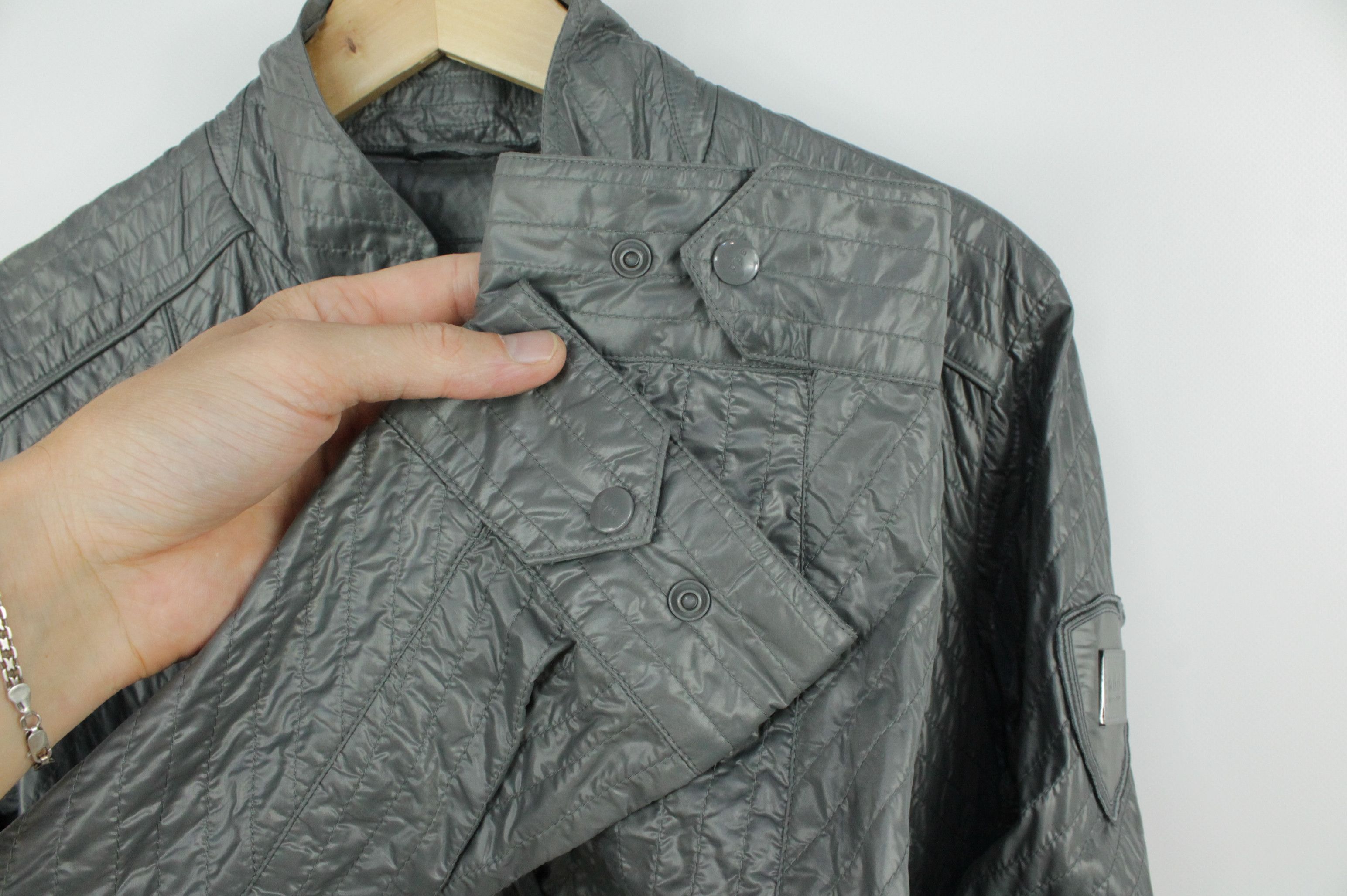 Add ADD Quilted Light Gray Nylon Women's Blazer Jacket Size L / US 10 / IT 46 - 7 Thumbnail