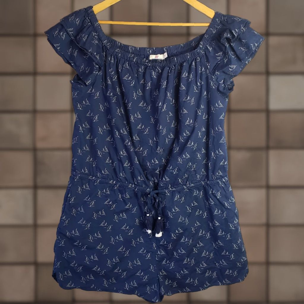 Vineyard Vines **Vineyard Vines Womens Navy Cotton Off Shoulder Sailboat Romper XL** User: **Vineyard Vines Women's Navy Cotton Off-Shoulder Sailboat Romper XL** Size 40" / US 18 - 1 Thumbnail