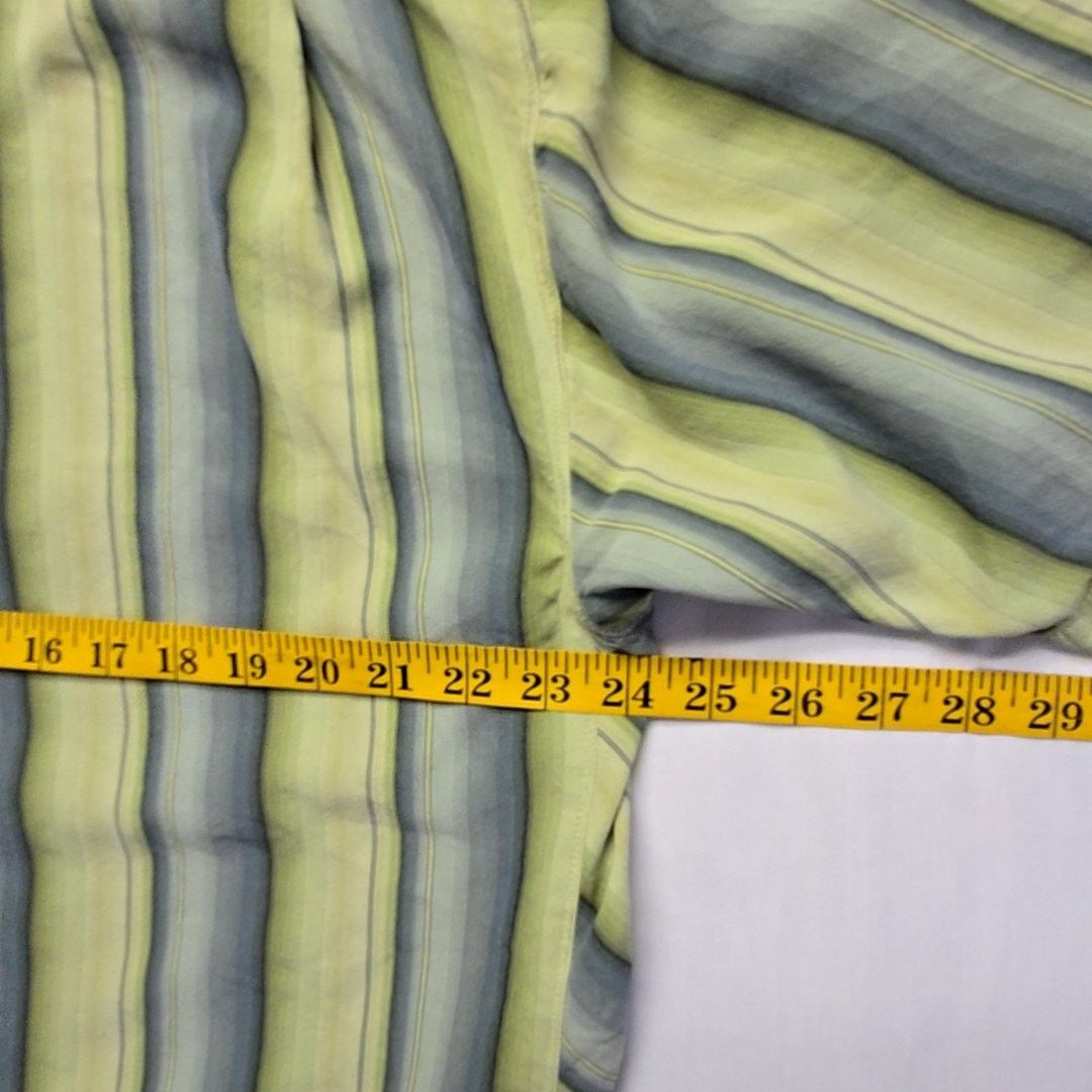 Tommy Bahama Tommy Bahama Striped Silk Shirt Green Blue Mens XL Button Up Size US XL / EU 56 / 4 - 9 Thumbnail